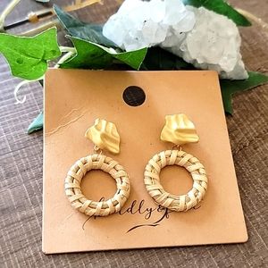 Open Circle Rattan Earrings NWT
